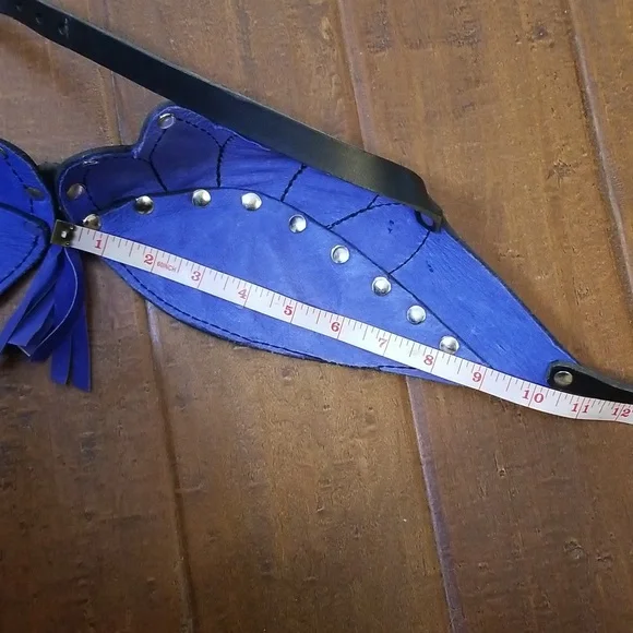 Leather And Suede Blue And Black  Costume Bra - Picture 10 of 10